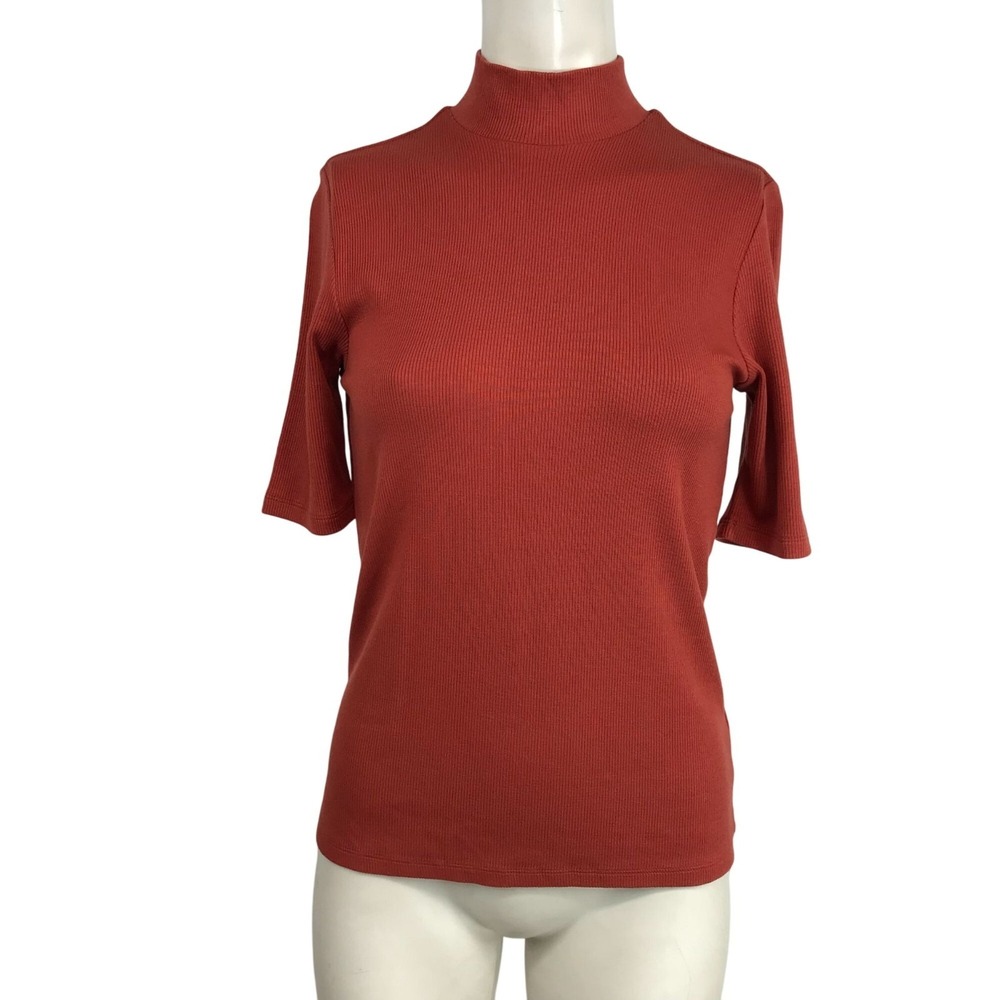 Marine Layer Rust Red Short Sleeve Mock Neck Tunic